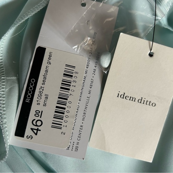 NWT Idem Ditto Seafoam Green Satin High Neck Tank/Blouse Sieze Small - Picture 7 of 11